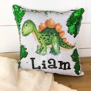 Sequin Pillow Personalized, Dinosaur Gift, Pillow Covers, Christmas Gifts for Kids,