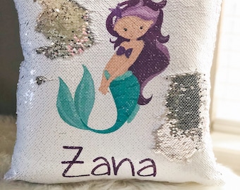 Personalized Mermaid Sequin Pillow Cover: Custom Hidden Message