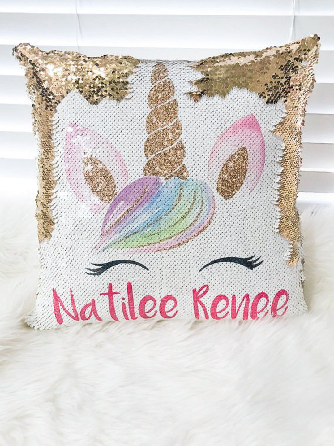 Cushion Covers Personalised Sequin Unicorn Cushion Glitter Unicorn
