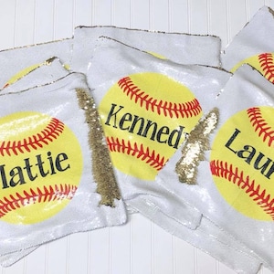Softball Flip Sequin Pillow Cover, Custom Mermaid Sequin Pillow Cover , Hidden Message Pillow cover, Birthday Pillow Cover
