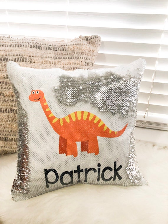 dinosaur sequin pillow