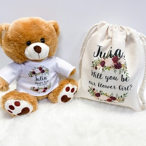 Personalized Flower Girl Proposal Teddy Bear Gift Set