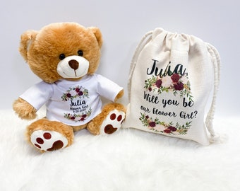 Gift for Flower Girl, Personalized Flower Girl Proposal, Teddy Bear