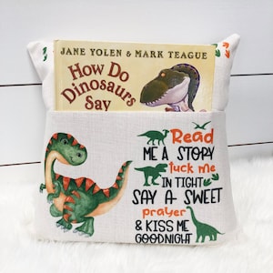 Personalized Dinosaur Story Pillow: Linen Kids Throw Pillow