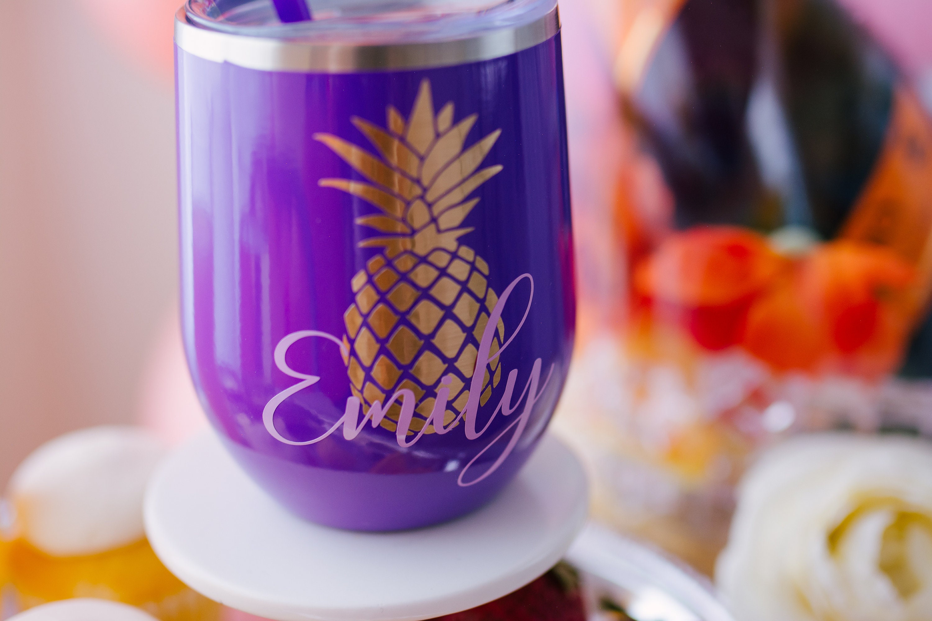 Pineapple Tumbler Bridesmaid Tumbler Personalized Stemless Etsy