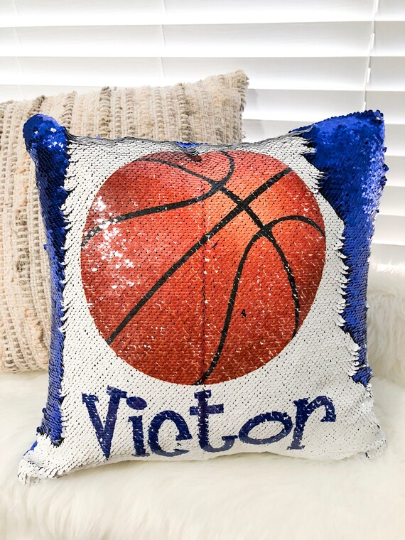 basketball sequin pillow