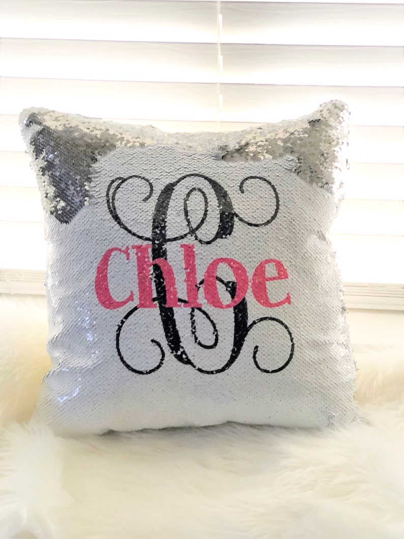 Personalized Owl Pillow Cover Owl Reversible Mermaid Sequin Etsy