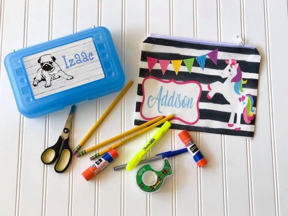 Personalized Pencil Box Back to School School Supplies 