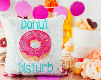 donut sequin pillow