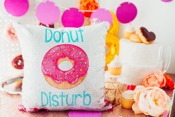Donut Birthday Gift Personalized Sequin Personalised 'You Donut Know' Pillow