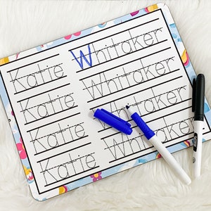 Personalized Handwriting Tracing Dry Erase Board, Preschooler handwriting practice board