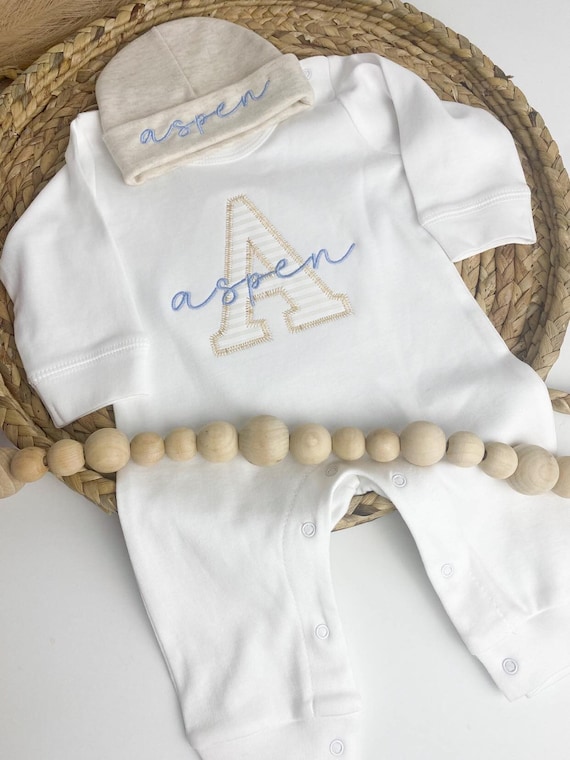 Baby Boy Coming Home Outfit, Personalized Romper, Newborn Pictures