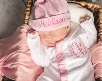 Personalized Baby Girl Hospital Outfit, Baby Shower Gift, Coming Home Clothing, Expectant Mothers Present