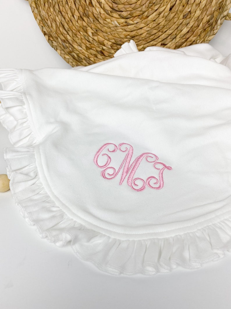 Baby Girl Coming Home Outfit, Monogrammed Footie, Ruffle Pajamas image 2