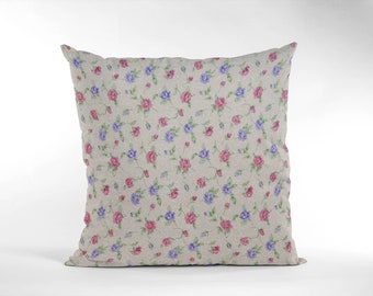 16" White & Pink Vintage Floral Cushion Cover Shabby Chic,Country Cottage