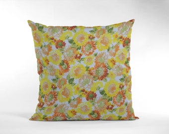 16" Yellow & Orange Vintage Style Floral Cushion Cover Shabby Chic,Country Cottage