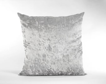 16" Silver Crushed Velvet Cushion Cover
