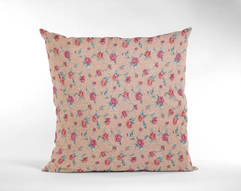 16" Peach Pink Vintage Floral Cushion Cover Shabby Chic,Country Cottage