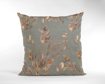 16" Green Autumn Vintage Floral Cushion Cover Shabby Chic, Country Cottage