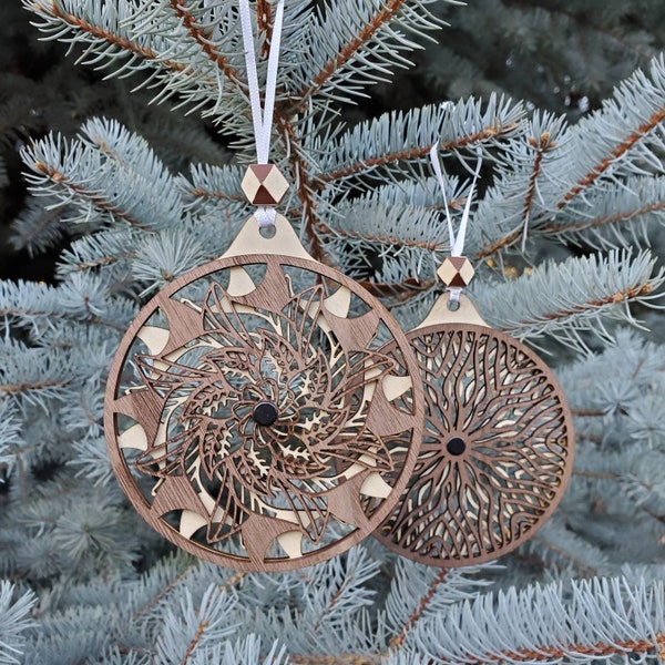 Large Laser Cut Spinning Wood Ornament