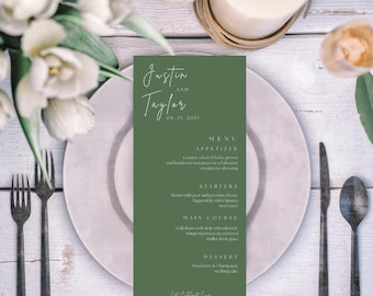 Modern Wedding Menu Template, Digital Wedding Menu Card, Custom Wedding Dinner Menu Template, Canva Wedding Menu Template Digital Download