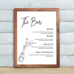 Wedding Bar Menu Sign Printable Simple Bar Menu Template Modern Bar Sign Instant Download Drink Menu Drink Sign Simple Wedding Drink Sign