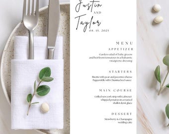 Modern Wedding Menu Template, Digital Wedding Menu Card, Custom Wedding Dinner Menu Template, Canva Wedding Menu Template Digital Download