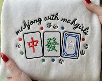 Mahjong Stickmuster, Mahjong Mit Mahgils Stickdatei, Stickmuster Vorlage, Stickdatei Mahjong Mit Mahgils Maschinenstickerei PES