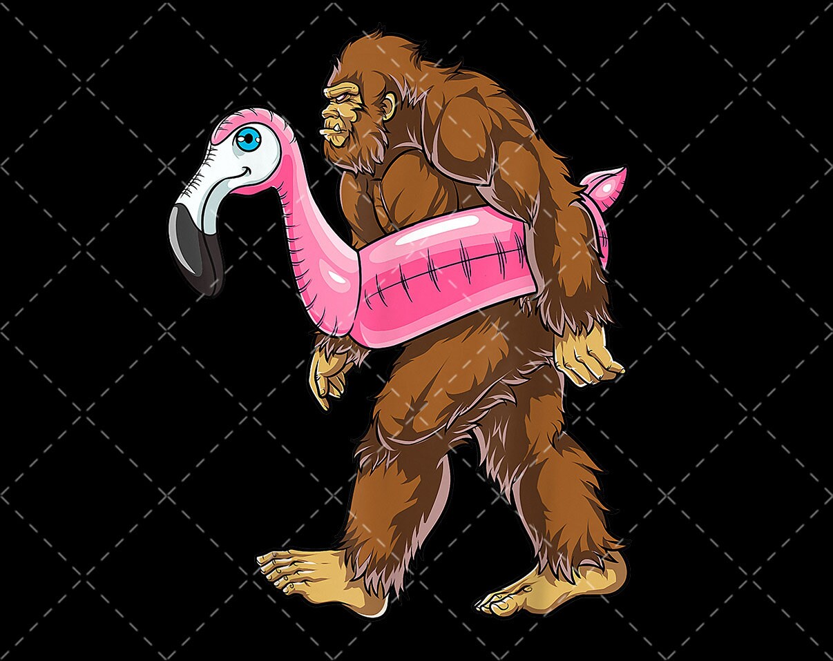Pool Party Bigfoot Flamingo Sasquatch Pink Float png files for Etsy