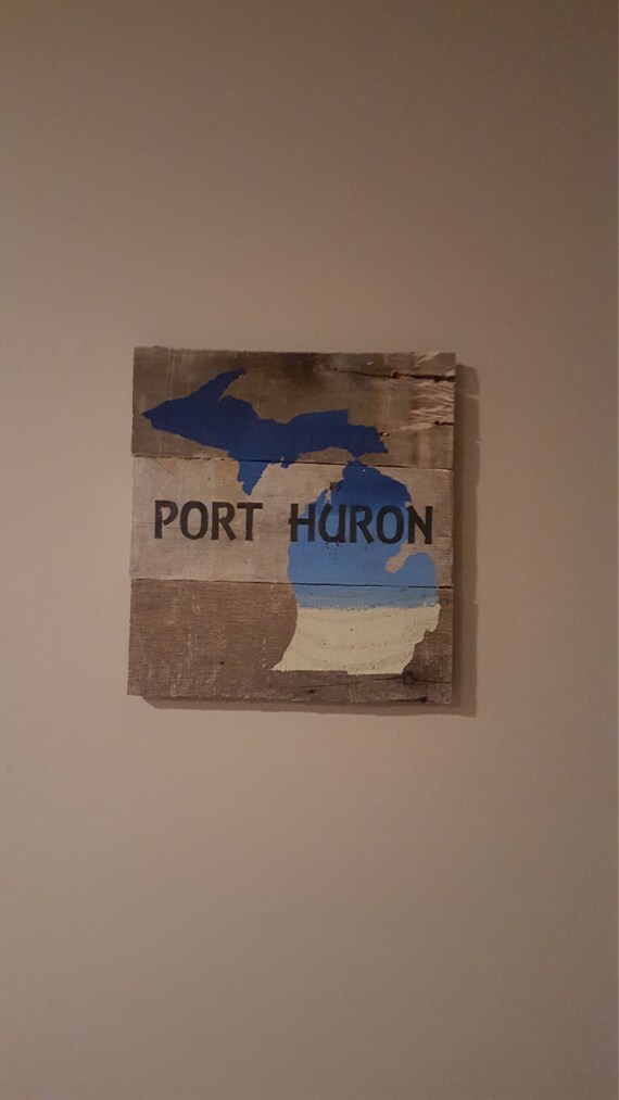 Items similar to Port Huron Michigan rustic pallet wood sign on Etsy