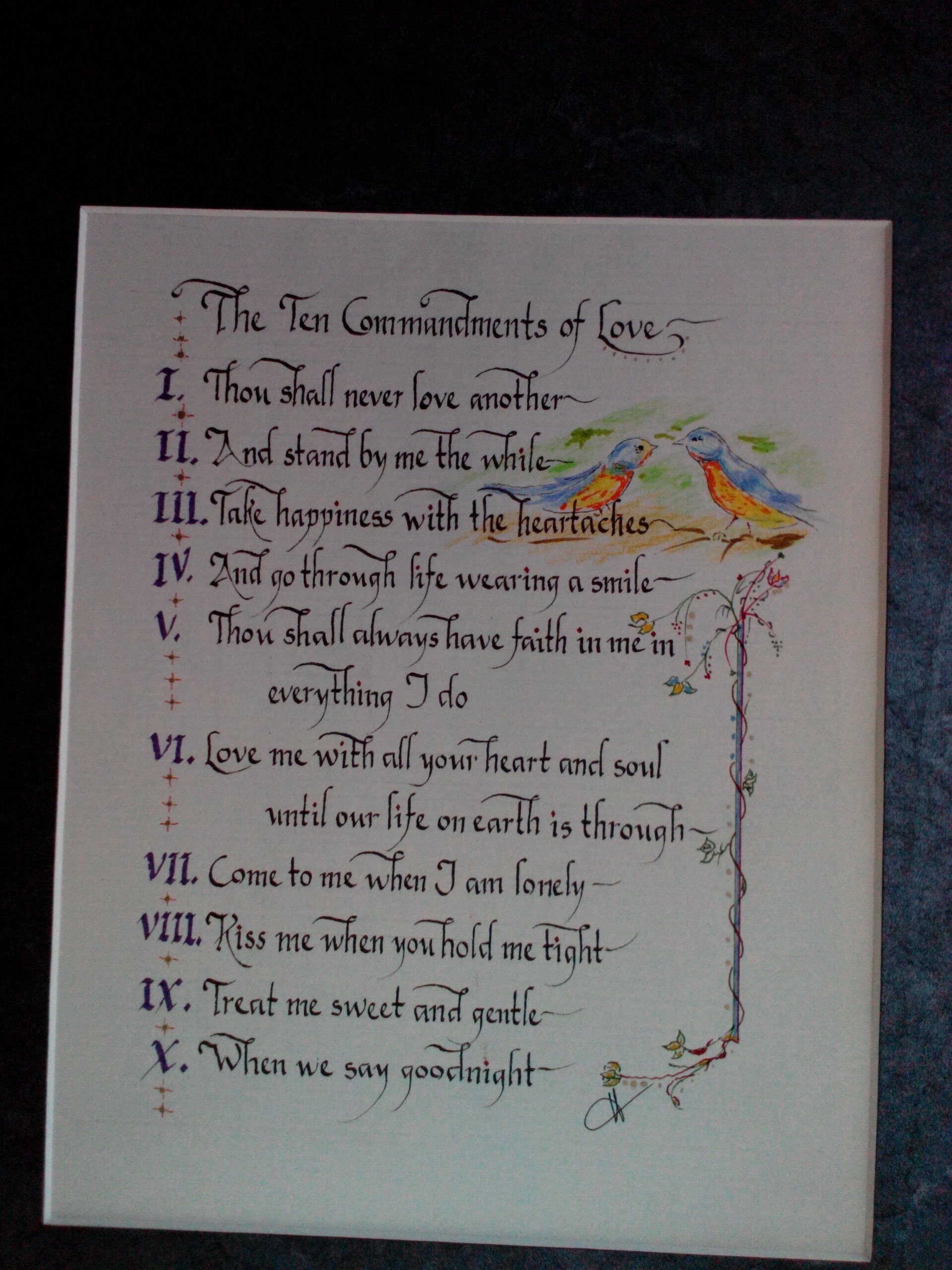 The Ten Commandments of Love Etsy