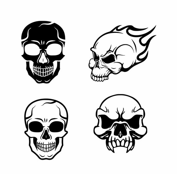 Set of 4 Skulls Svg AI Eps Png PDF files for vinyl | Etsy