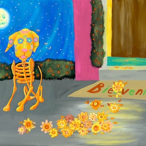 Open Your Door - Day of the Dead, High-Quality Poster, Dia de los Muertos Wall Art, Mexican Art, Acrylic Painting,