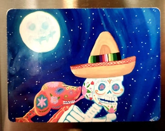Imán del Día de Muertos: Perro Calavera de Azúcar, el mejor amigo de Calaca