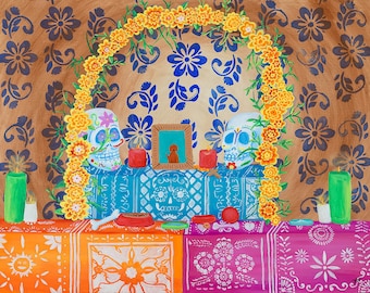 Tag der Toten Altar Poster – Pet Ofrenda, mexikanische Kunst