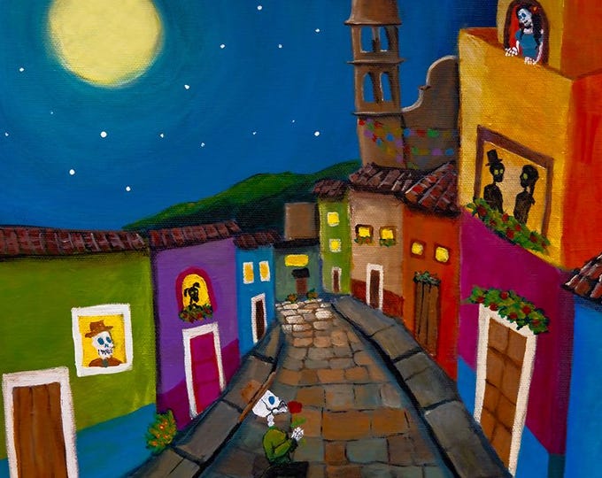 The Proposal - Day of the Dead, High-Quality Poster, Dia de los Muertos Wall Art, Mexican Art, Acrylic Painting, Calaveras, Sugar Skulls,