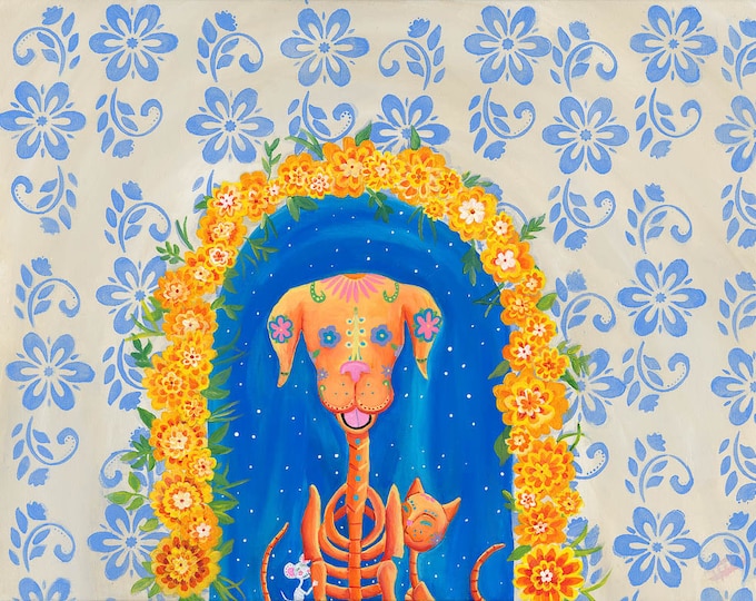 Three Amigos - Day of the Dead, High-Quality Poster, Dia de los Muertos Wall Art, Mexican Art, Acrylic Painting,