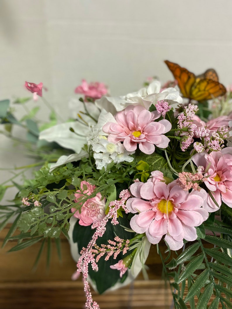 Cemetery Graveside Flower Arrangement Headstone Memorial Etsy