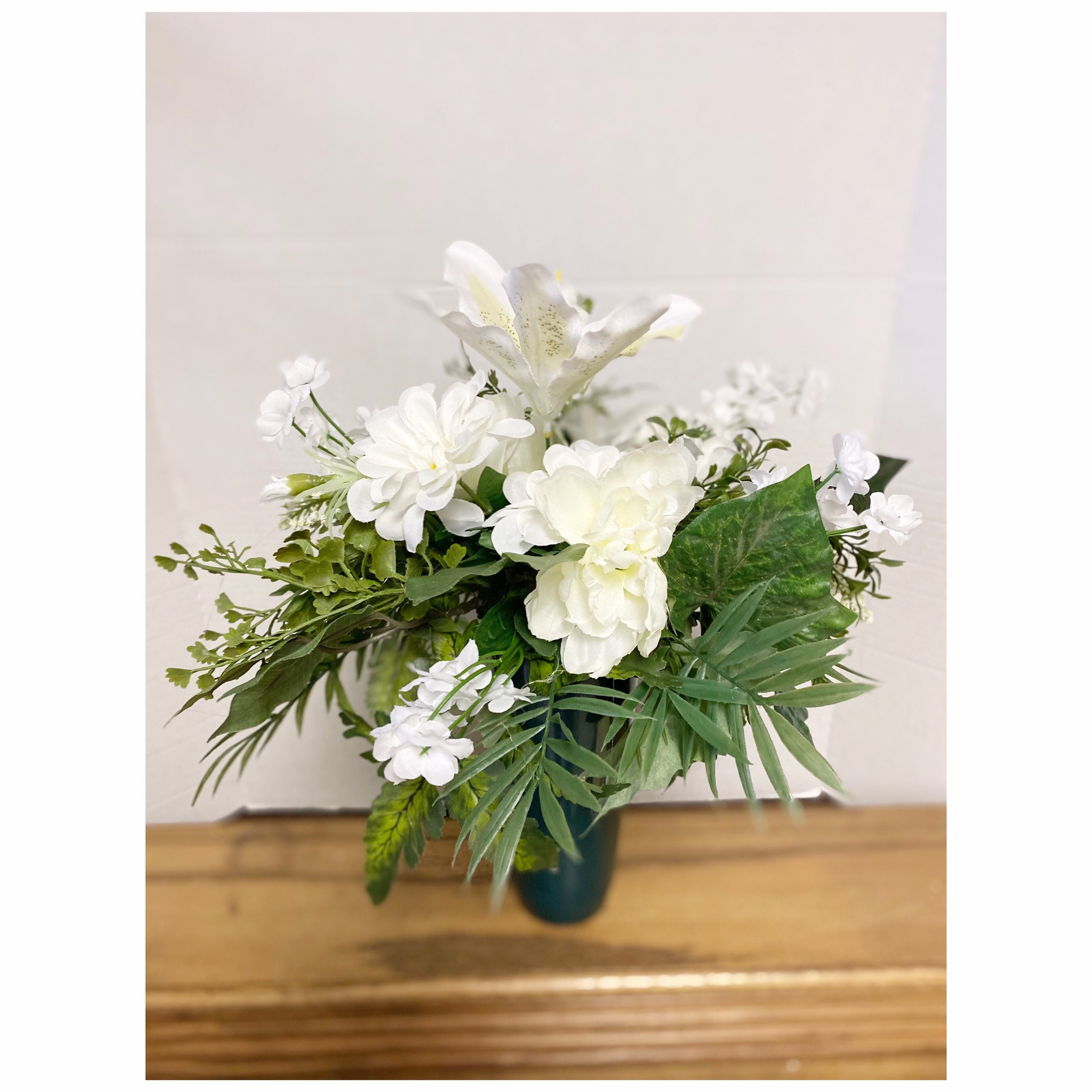 Snow White Dove Tree Cemetery gravesite vase arrangement agrohort.ipb