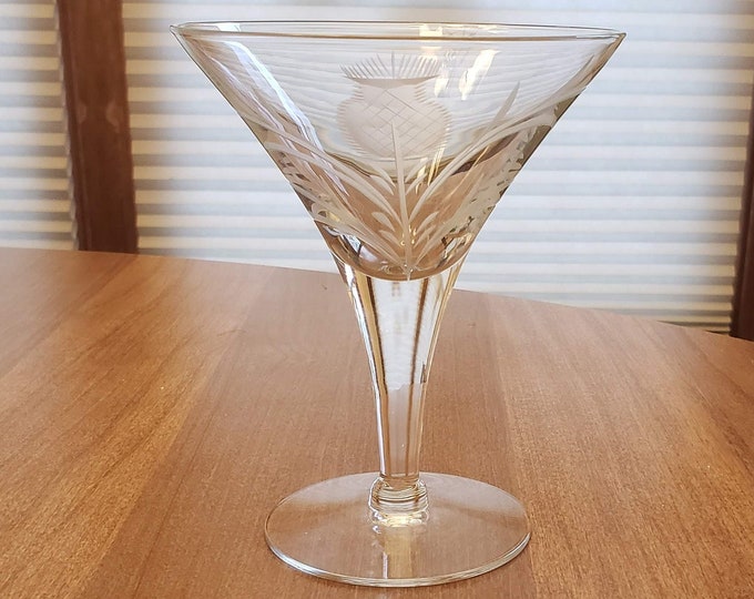 Scottish Thistle Etched Sorbet Glass Mixed Drink Glass Fruit Etsy