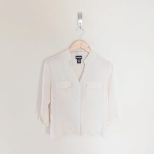 Vintage 90s White Silk Button Up Shirt