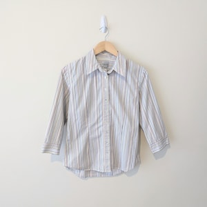 Vintage 90s Chico&#39;s Multicolored Pinstripe Button Down Shirt