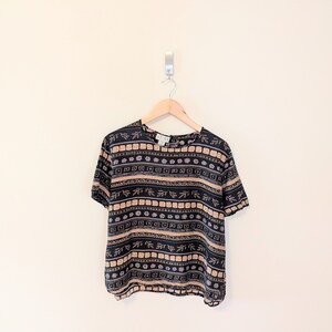 Vintage 90s Floral Silk Top - Minimal Silk T-Shirt