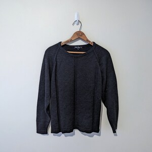 Vintage Minimalist Gray Wool Sweater - Minimal Crewneck Sweater