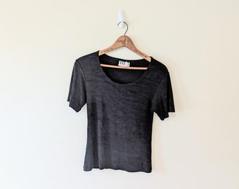 Vintage 90s Stretchy Black Nylon T-Shirt