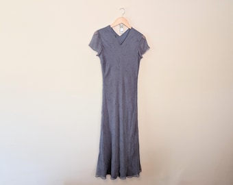Vintage 90s Silk Floral Slip Dress Fairycore Whimsygoth Silk Maxi Dress