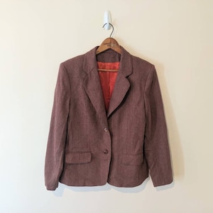 Vintage 70s Burgundy Wool Pinstripe Blazer with Retro Flair