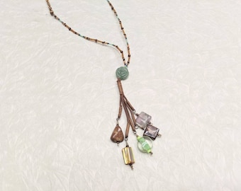 Peace and Harmony Beaded Tassel Necklace Peace Jade Mint Green