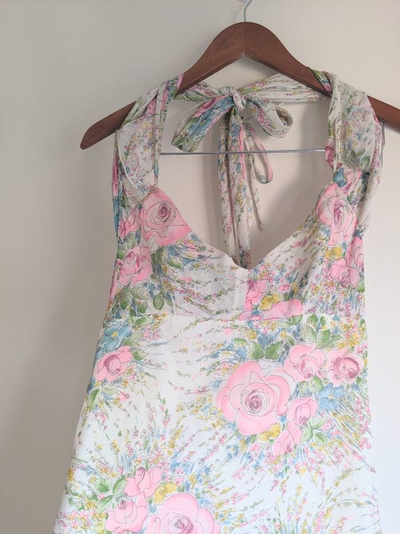 Vintage 70s Lanz Floral Maxi Halter Dress - Flowe… - image 3