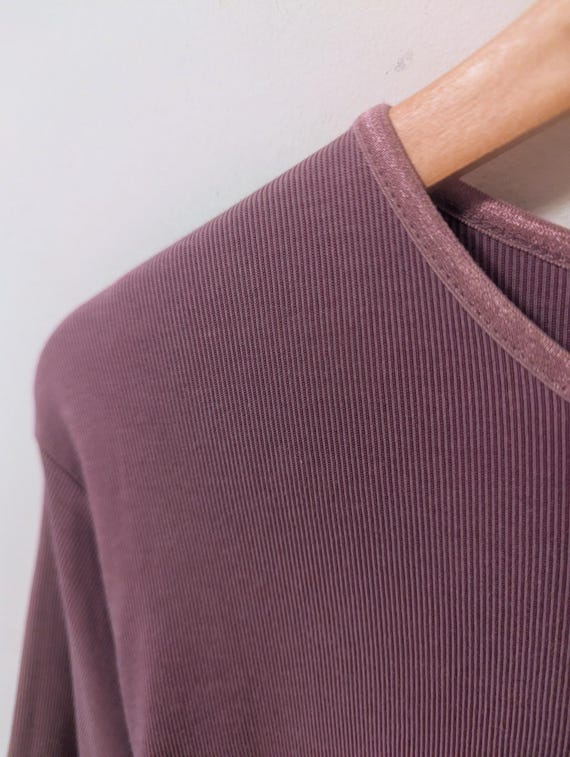 Vintage 90s Muted Red Basic Oversized Striped T-S… - image 2